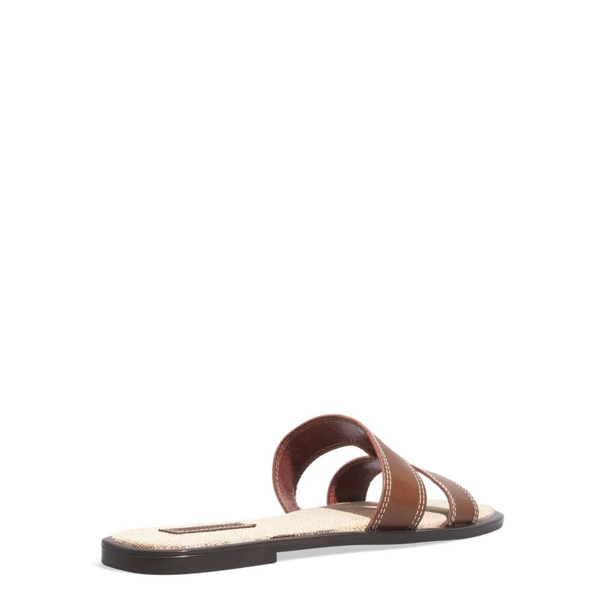 Rasteira Couro Nobre Marrom Conhaque Flat