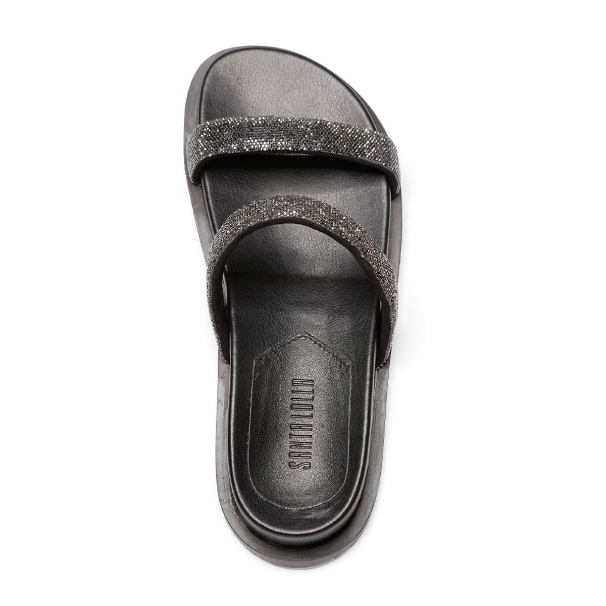 Papete Flat Com Tiras De Brilho Strass