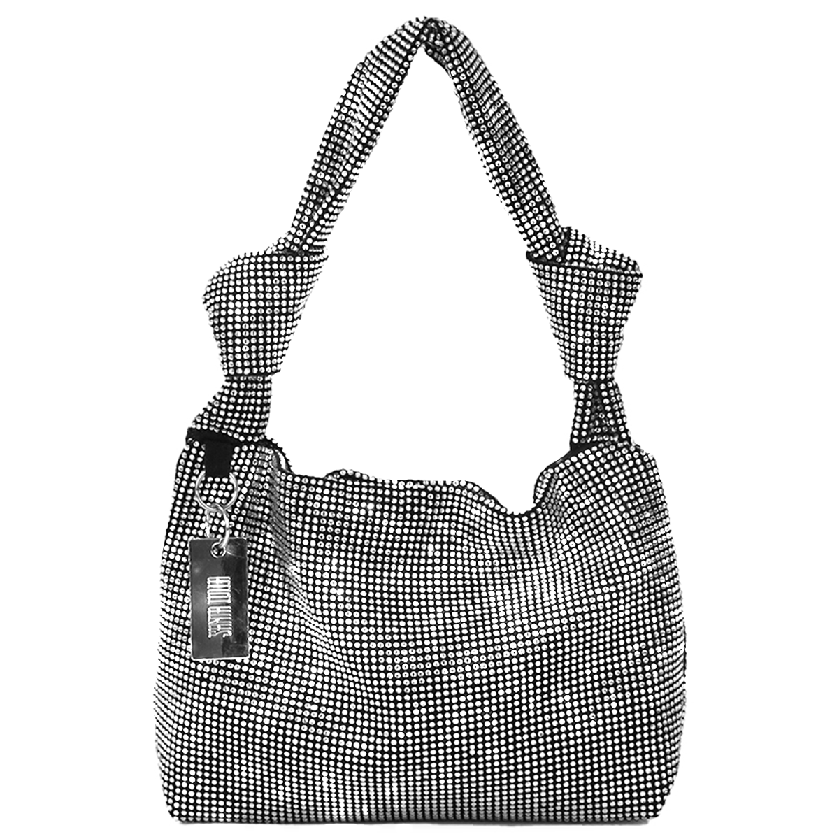 Mini Bolsa Baguete com Nós de Strass