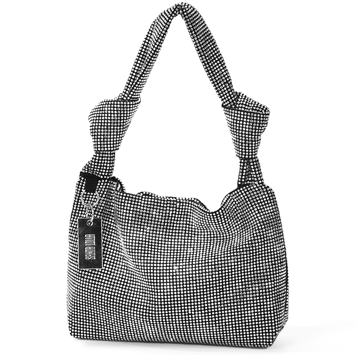 Mini Bolsa Baguete com Nós de Strass