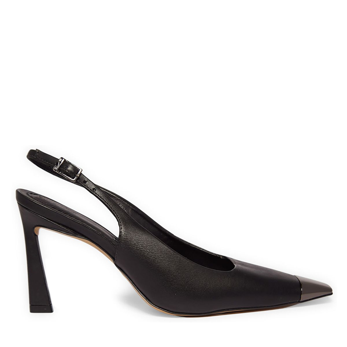 Scarpin Couro Confort Bico Fino Metalizado