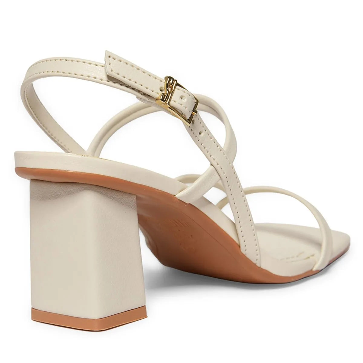 Sandália Floater Lux Off White Salto Grosso Médio