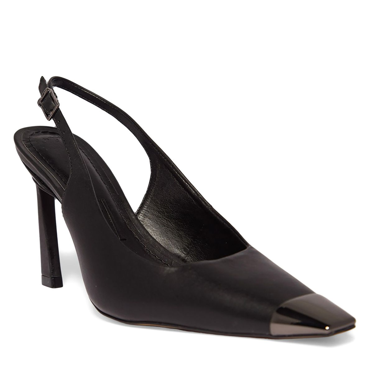 Scarpin Couro Confort Bico Fino Metalizado