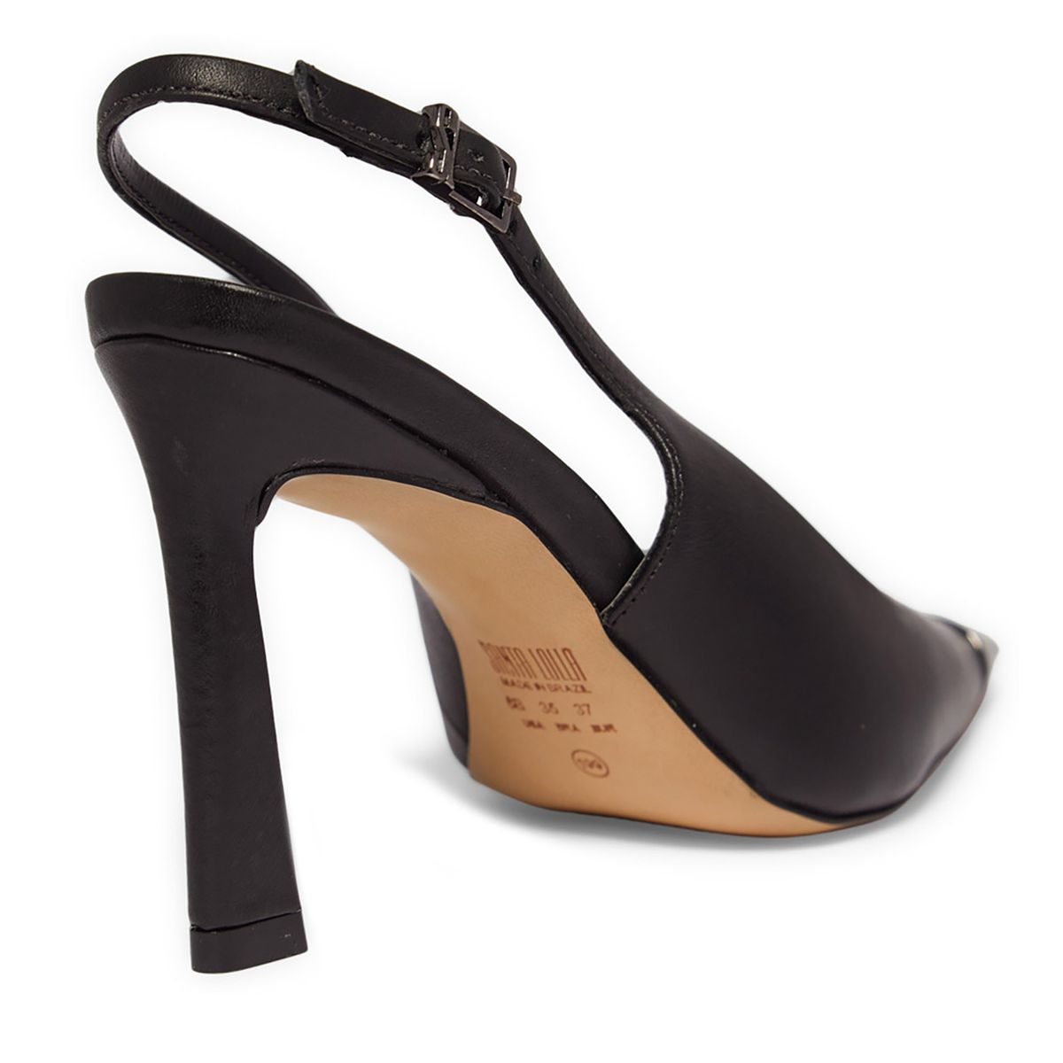 Scarpin Couro Confort Bico Fino Metalizado