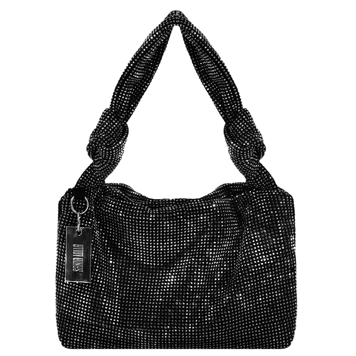 Mini Bolsa Baguete com Nós de Strass