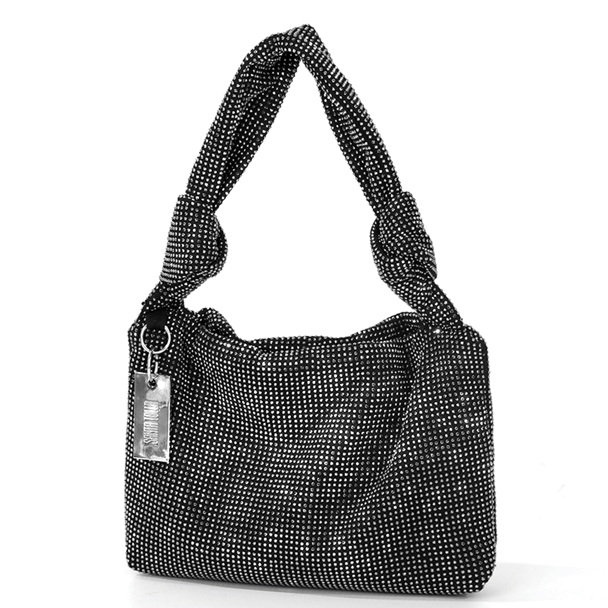 Mini Bolsa Baguete com Nós de Strass
