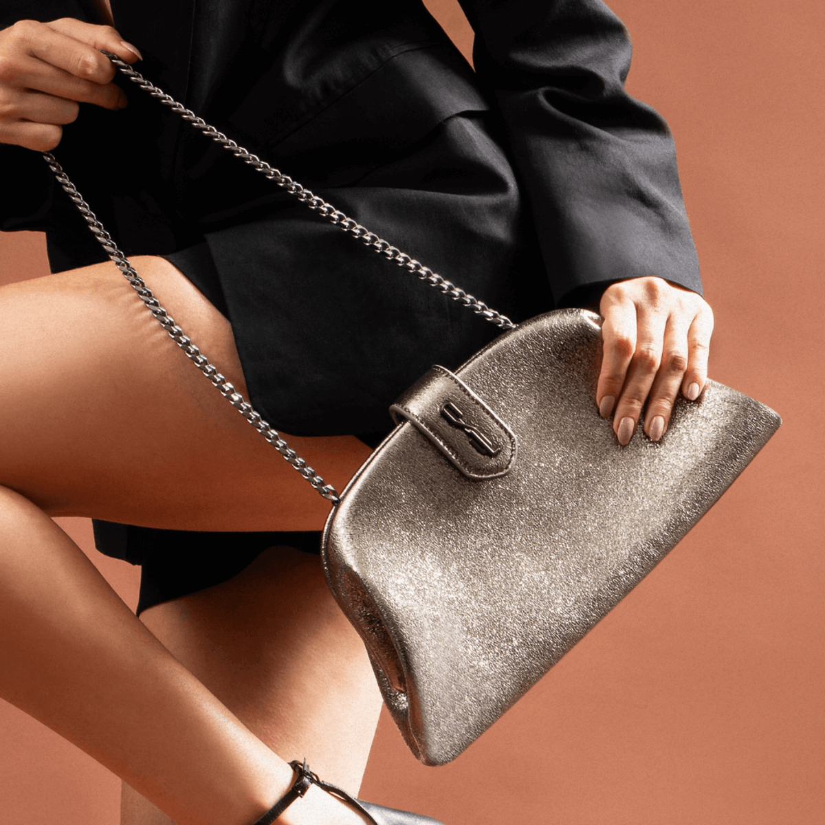 Bolsa Clutch Metalizada Alça De Ombro