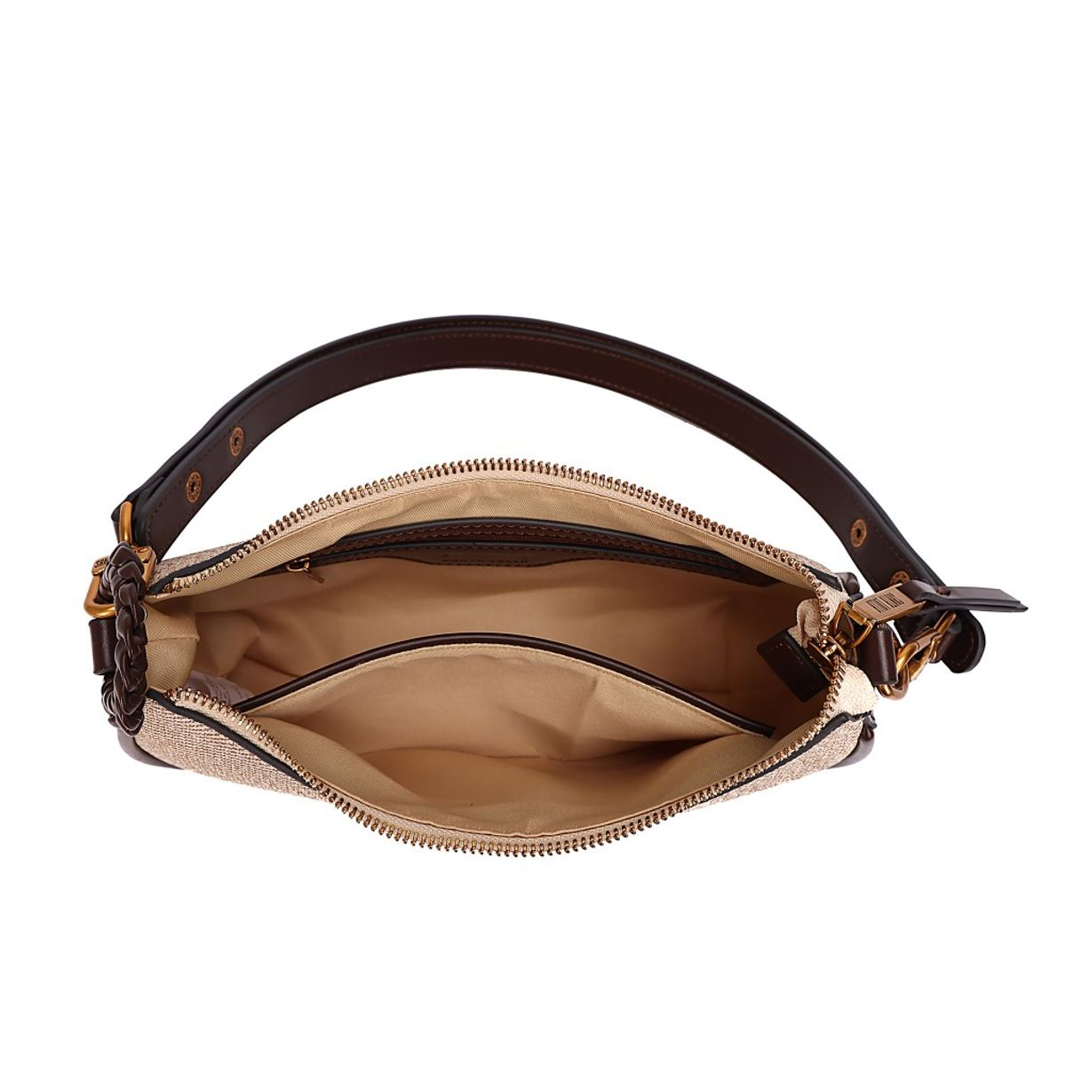 Bolsa Baguete Canvas Bege Alça De Ombro